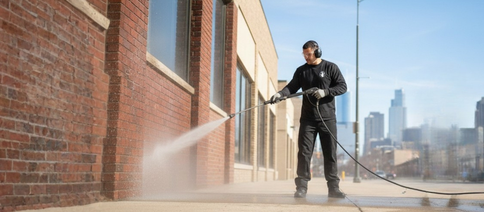 Professional exterior pressure washing for commercial buildings
